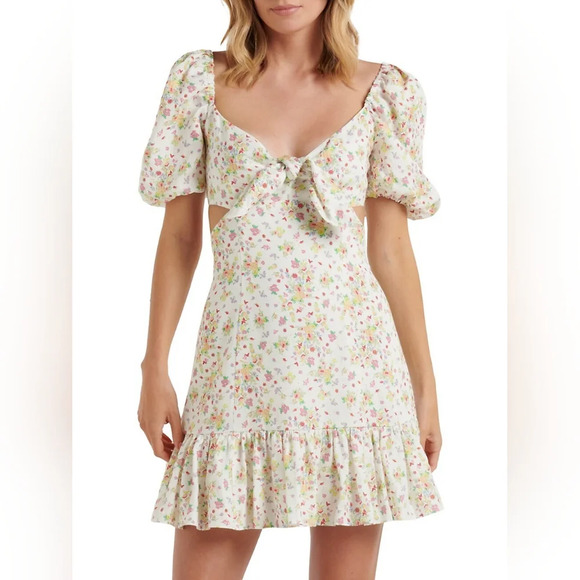 Ever New Dresses & Skirts - Ever New [10] Lizzie Bow Linen Mini Dress